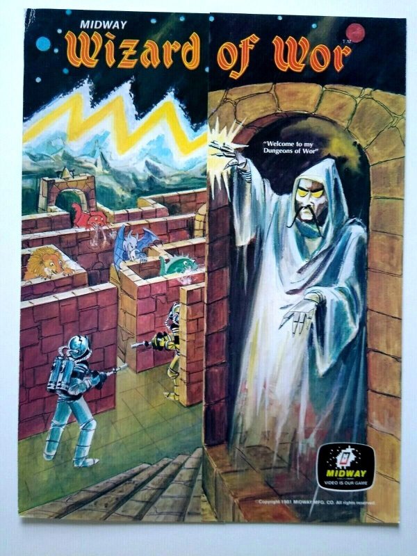 Wizard Of Wor Arcade Flyer Original Fold-out Artwork Video Game 1981 Brochure