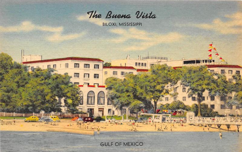 Buena Vista Hotel Biloxi Mississippi linen postcard