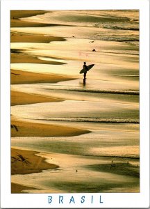 Vintage Continental Postcard BRASIL Beach Surfer CON8