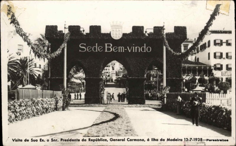 1938 RPPC Ilha da Madeira PORTUGAL General Carmona Excellency POLITICAL VISIT