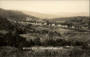 Newfane VT Birdseye View c1910 Real Photo Postcard 