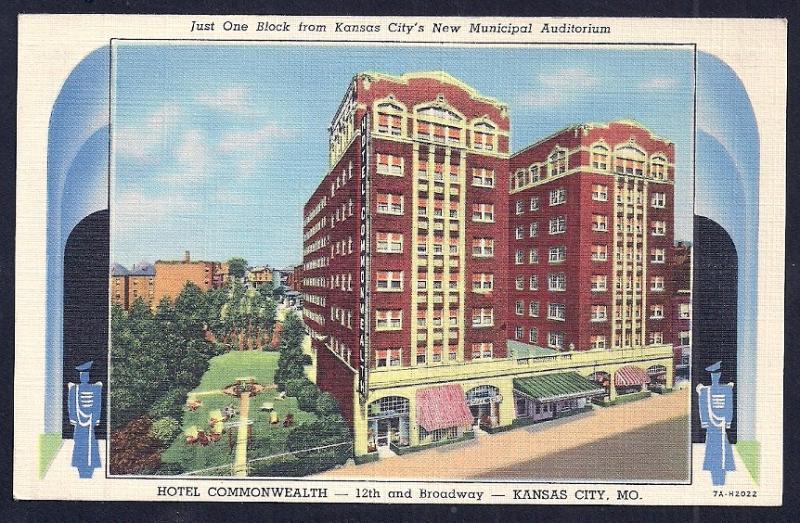 Commonwealth Hotel Kansas City KS unused c1937