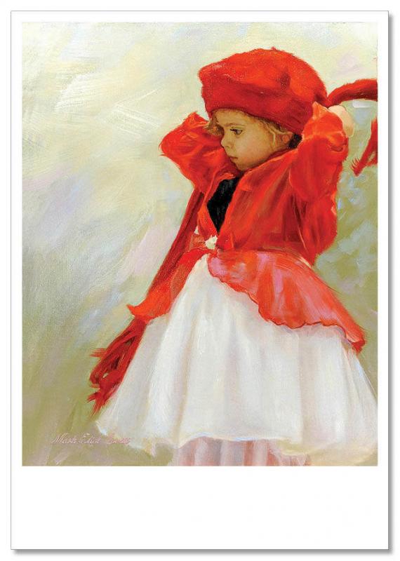 Cute LITTLE GIRL in red beret by Mark Lovett Russian Modern Postcard