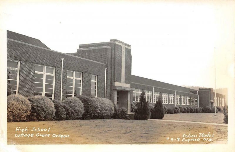 RPPC High School - Cottage Grove, Oregon Dotson Photo ca 1940s Vintage Postcard 