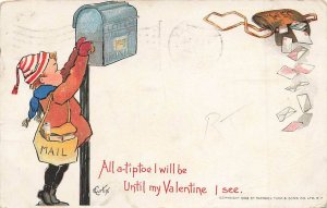 c1910 Raphael Tuck Boy Mailman Delivers Letter Box AS Curtis Valentines Day P280 