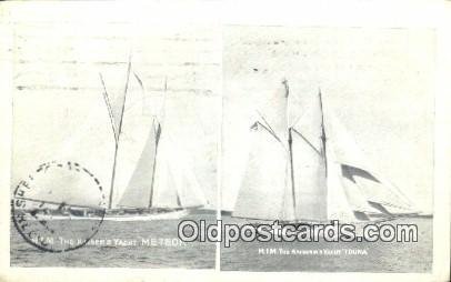 Kaisers Yacht Metoer Sailboat 1904 corner wear, postal marking on front and b...