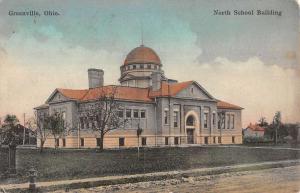 Greenville Ohio North School Bldg Street View Antique Postcard K93141