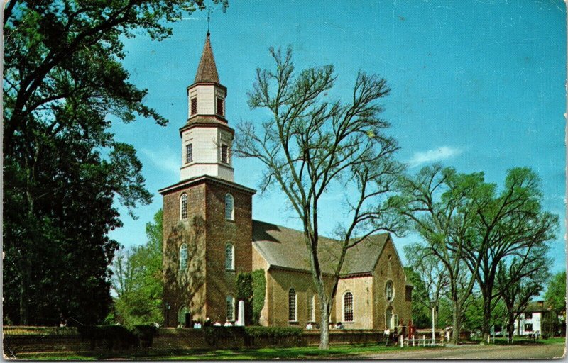 Bruton Parish Church Williamsburg VA Virginia Colonial Postcard PM Baltimore MD  