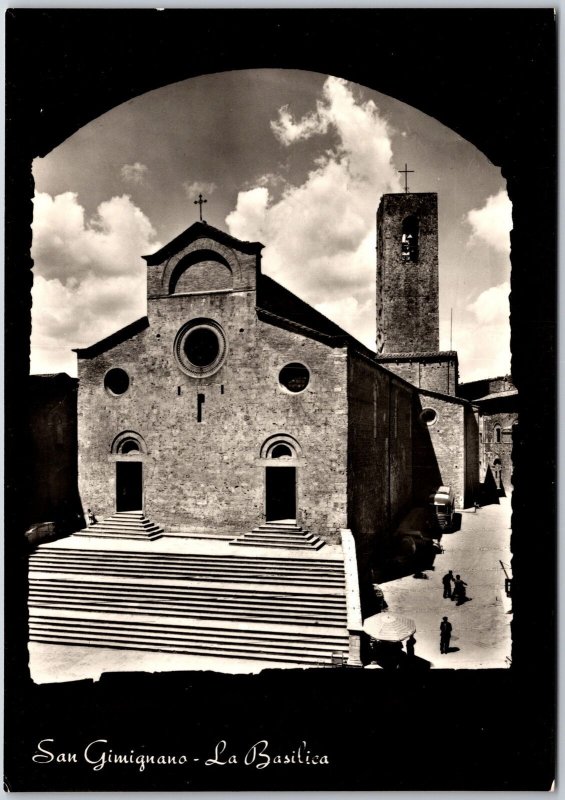 San Gimignano La Basilica Siena Italy Church Parish Real Photo RPPC Postcard