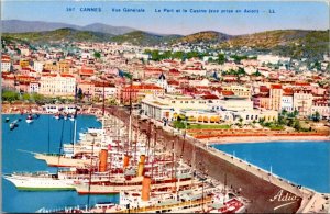 Postcard France Cannes - View of Port and Casino from airplane