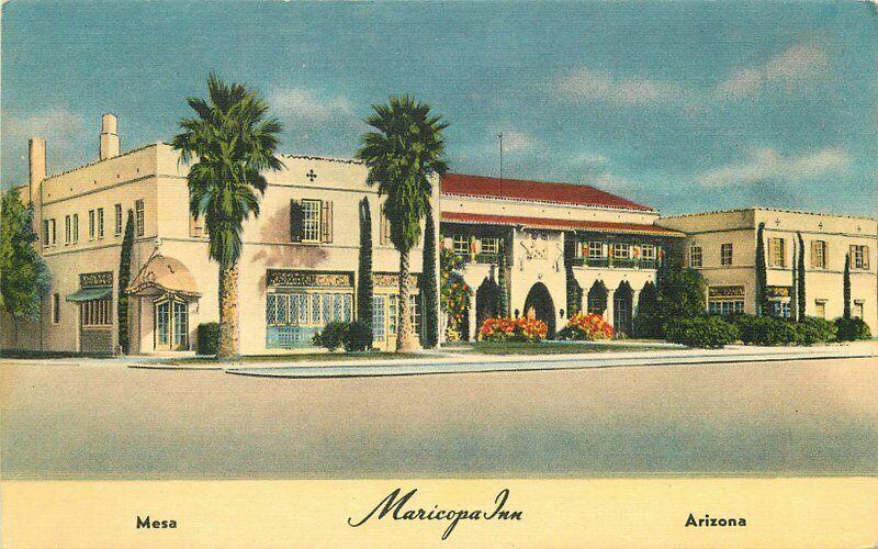 Colorpicture Maricopa Inn Roadside 1940s Mesa Arizona Postcard 4615