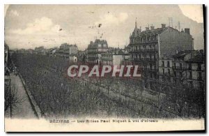 Old Postcard Beziers Les Allees Paul Riquet crow flies
