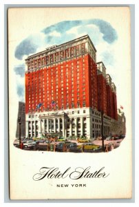 Vintage 1956 Advertising Postcard Hotel Statler New York City NY - Antique Autos