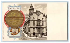 c1900s Old State House, Bostonia Condita Logo, Boston MA PMC Postcard 