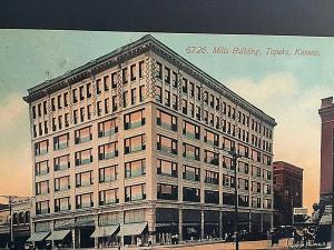 Postcard  Antique View of Mills Building, Topeka, KS.     U2