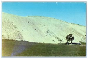 c1960 Sleeping Bear Climb Glen Lake Classic Cars Trees Michigan Vintage Postcard