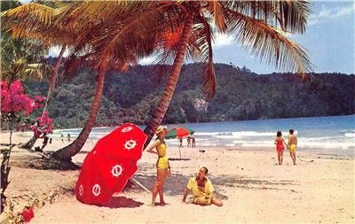 TRINIDAD Maracas Bay Caribbean Beach Pan American World Airways c1950s Postcard