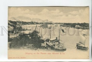 460325 Thailand Bangkok Shipping on the Menam near Windsor & Co Vintage postcard