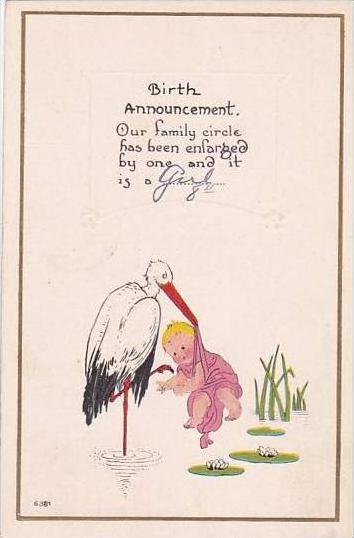 Stork Plucking Baby From Water 1914