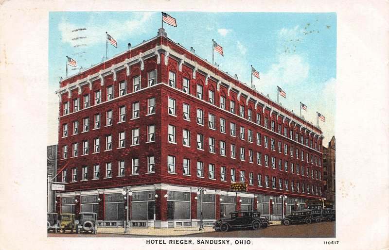 Hotel Rieger, Sandusky, Ohio, Early Postcard, Used in 1930