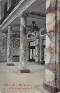 Marble Pillars at Main Entrance, D. L. & W. Station Scranton, Pennsylvania PA