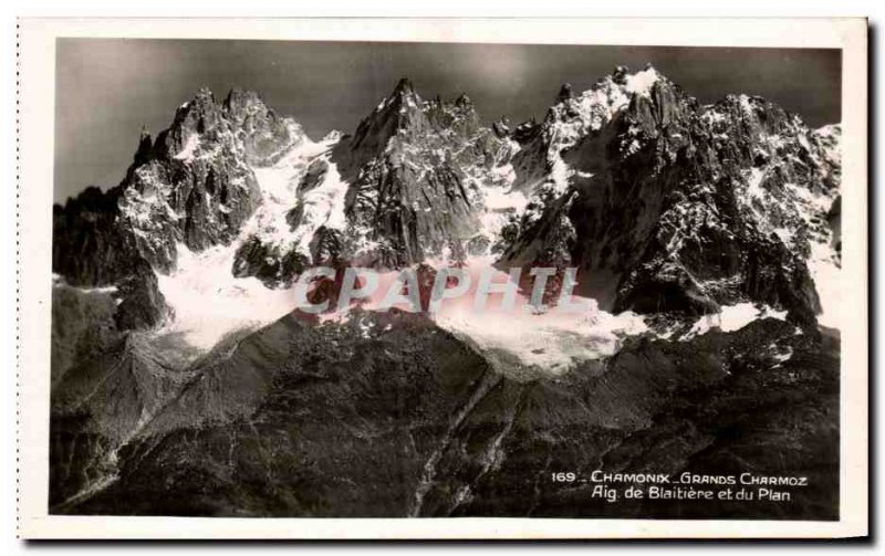 Old Postcard Chamonix Great Charmoz Blaitière Needle And The Map