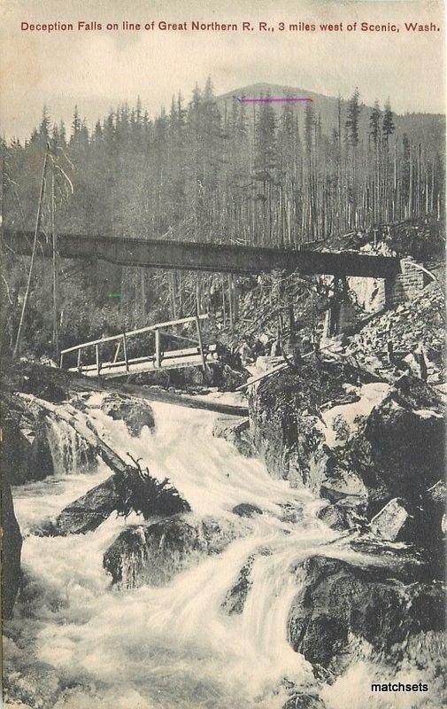 C-1910 Railroad Deception Falls Washington Puget postcard 3315