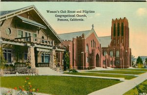 Postcard C-1910 California Pomona Women's Club Congregational Church CA24-1491