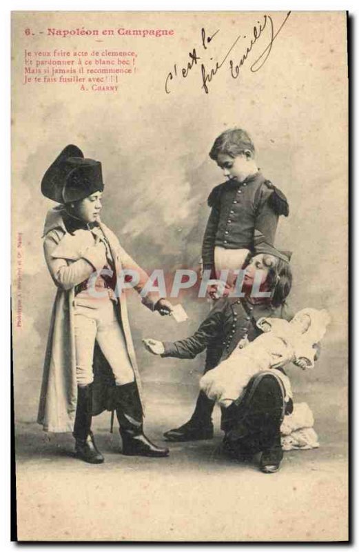 Old Postcard Fun Children Doll Napoleon in campaign