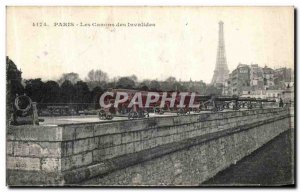 Old Postcard Paris Cannons Invalides Eiffel Tower