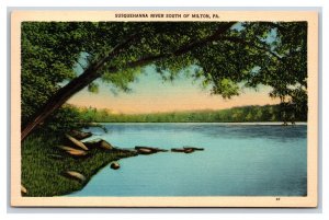 Susquehanna River South Of Milton Pennsylvania PA UNP Linen Postcard R2