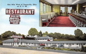 Zanesville Ohio Sho-Wi Motel and Restaurant Vintage Postcard AA30155