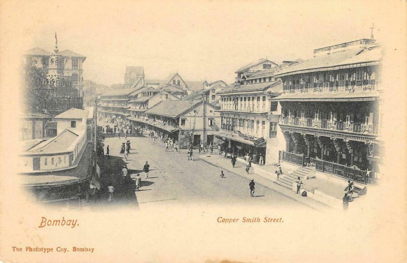 Copper Smith Street Bombay, India Phototype Co ca 1900s Antique Vintage Postcard
