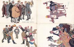 Studentika Germany fencing scool students caricatures artist postcards lot of 4 