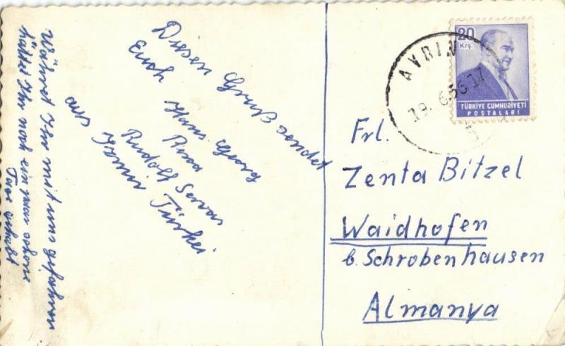 syria, AFRIN AVRIN عفرين‎, Partial View with Road (1956) Turkish Stamp RPPC