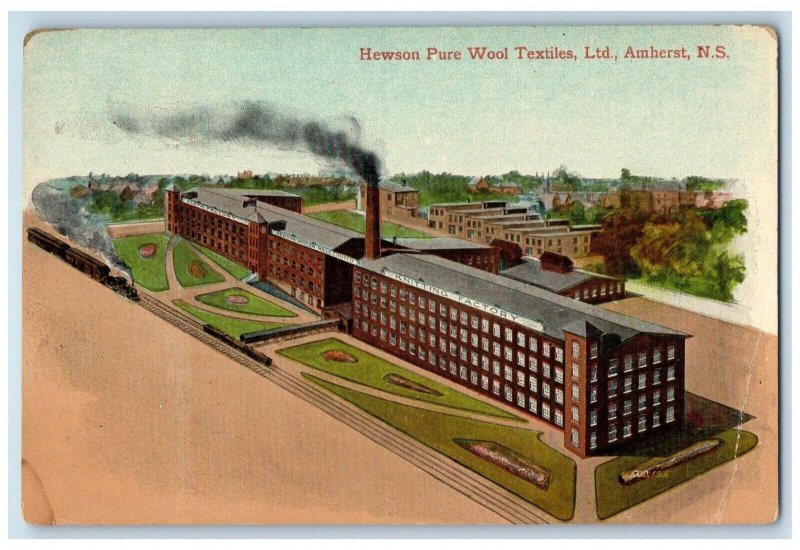 c1910's Hewson Pure Wool Textiles Ltd. Amherst Nova Scotia Canada Postcard 