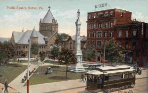 Public Square Streetcar Butler Pennsylvania 1910c postcard