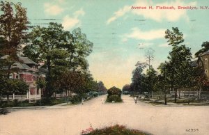 Vintage Postcard 1912 Highway Road Avenue H. Flatbush Brooklyn New York N. Y.