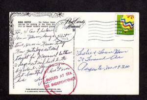 HI Kona Coffee Tree Mailed At Sea SS Independence Ship Hawaii Postcard PC