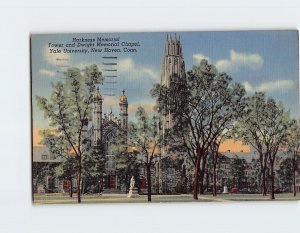 Postcard Harkness Memorial Tower and Dwight Memorial Chapel, Yale University, CT