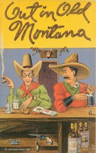 Montana Cowboy bar comic humor Sanborn Souvenir Postcard Teich 21-6748