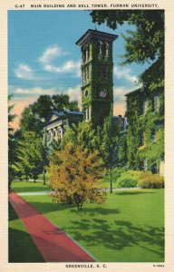 Main Building & Bell Tower, Furman University, Greenville, S.C. Postcard 2T5-65