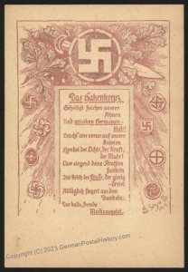 3rd Reich Germany 1917! Ode Power of the Swastika Hakenkreuz Walther Schu 112958