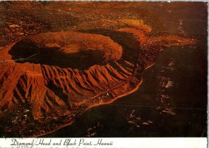 Aerial View Diamond Head & Black Point on Oahu Hawaii Postcard 1970s