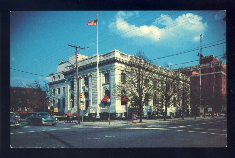 Newport News, Virginia/VA Postcard, US Post Office, West Avenue, 1950's Cars