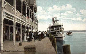 Chautauqua Assembly Dock New York NY Steamer Boat c1910 Postcard