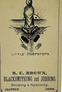 SU Brown Blacksmith Jobbing Horseshoe Clinton CT 'Little Footsteps' 1880s