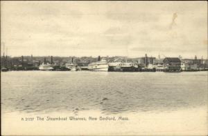 New Bedford MA Steamers Boats Wharves c1905 UDB Postcard