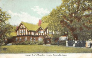 George Ade's Country Home, Brook, Indiana Newton County c1910s Vintage Postcard