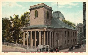 Vintage Postcard Kings Chapel Enlarge Rebuilt Building Boston Massachusetts MA